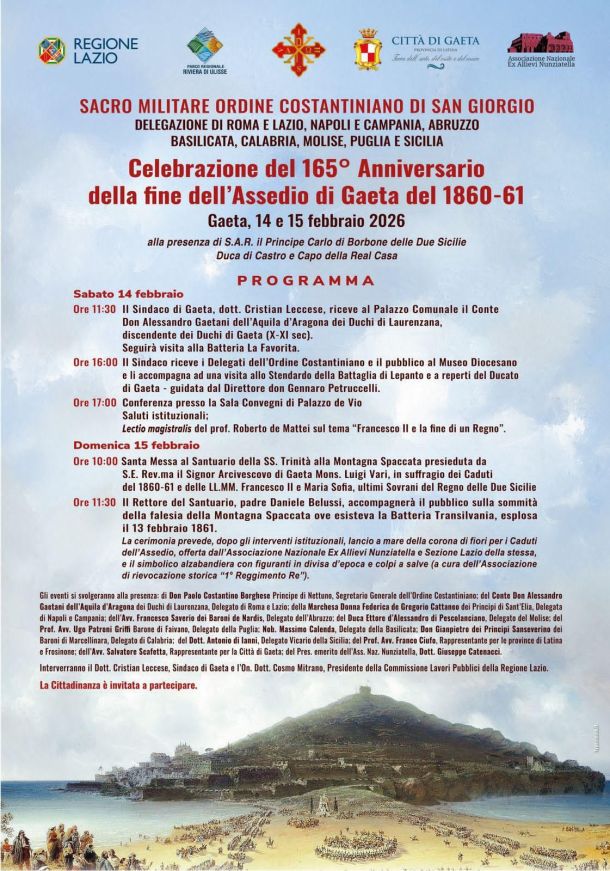 165° Anniversario della fine dell'Assedio di Gaeta